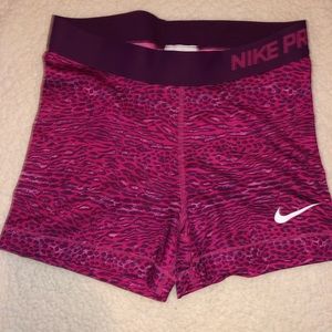 NIKE Pro Spandex pink animal print shorts